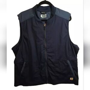 Carhartt Rugged Flex Modern Fit Ripstop Navy Blue Full Zip Vest Mens Siz…